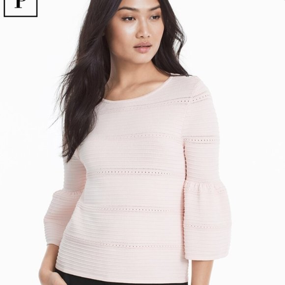 White House Black Market Light Pink Bell Sleeve Sweater size XSP (petite size) - Picture 1 of 9